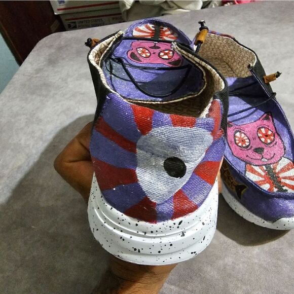 Custom Painted Shoes Sneakers SWEET KAWAII CAT 12.5W/10.5M‎